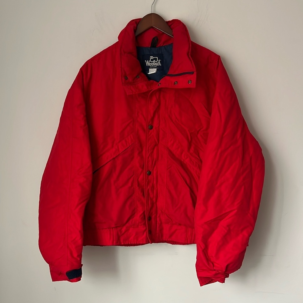 Woolrich Vintage Men's Large Red Gore-Tex Waterproof Bomber Jacket Zip '65-'70©️